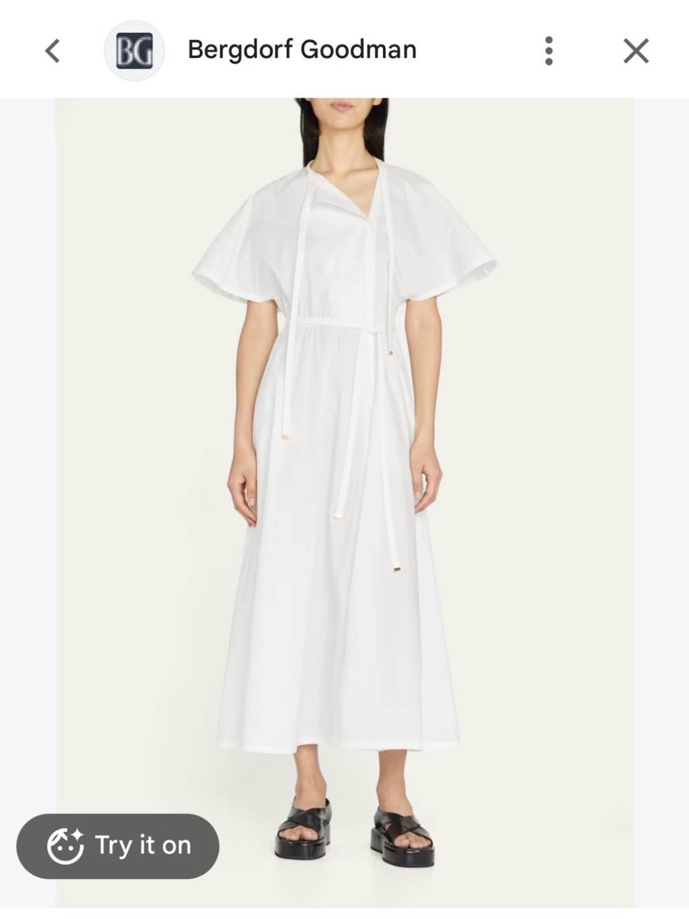 Altuzarra White Maxi Tie-Waist Dress with leather tie